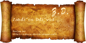 Zakócs Dávid névjegykártya